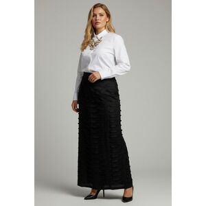 JSong Collection Black‎ 100% Linen Textured Maxi Skirt Size 18 Plus Size Formal